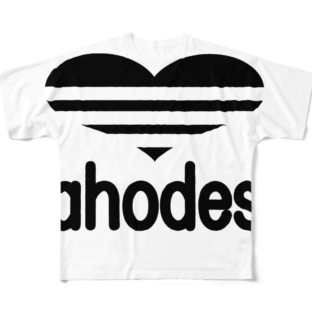 AAAstarsのahodes-黒 フルグラフィックTシャツ