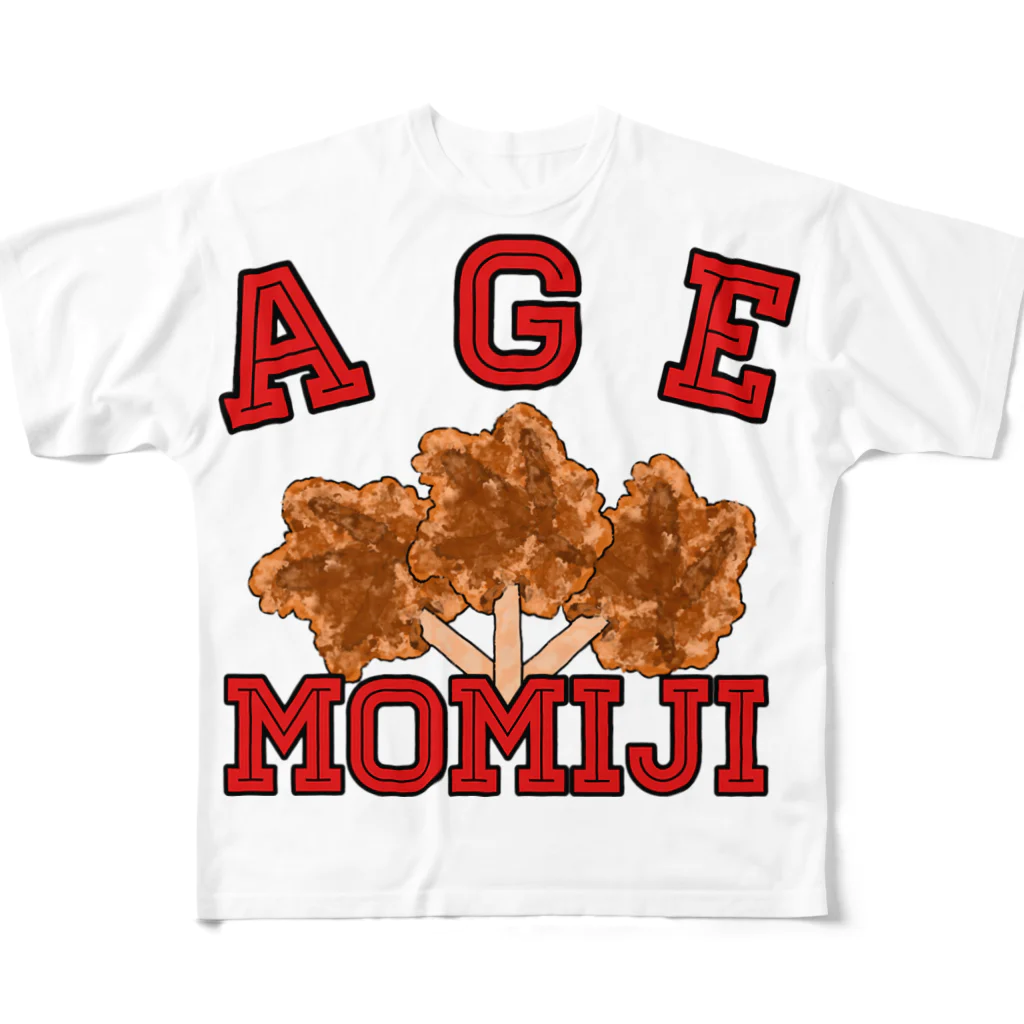 ヘンテコデザイン専門店　SYUNLABOのAGE MOMIJI フルグラフィックTシャツ