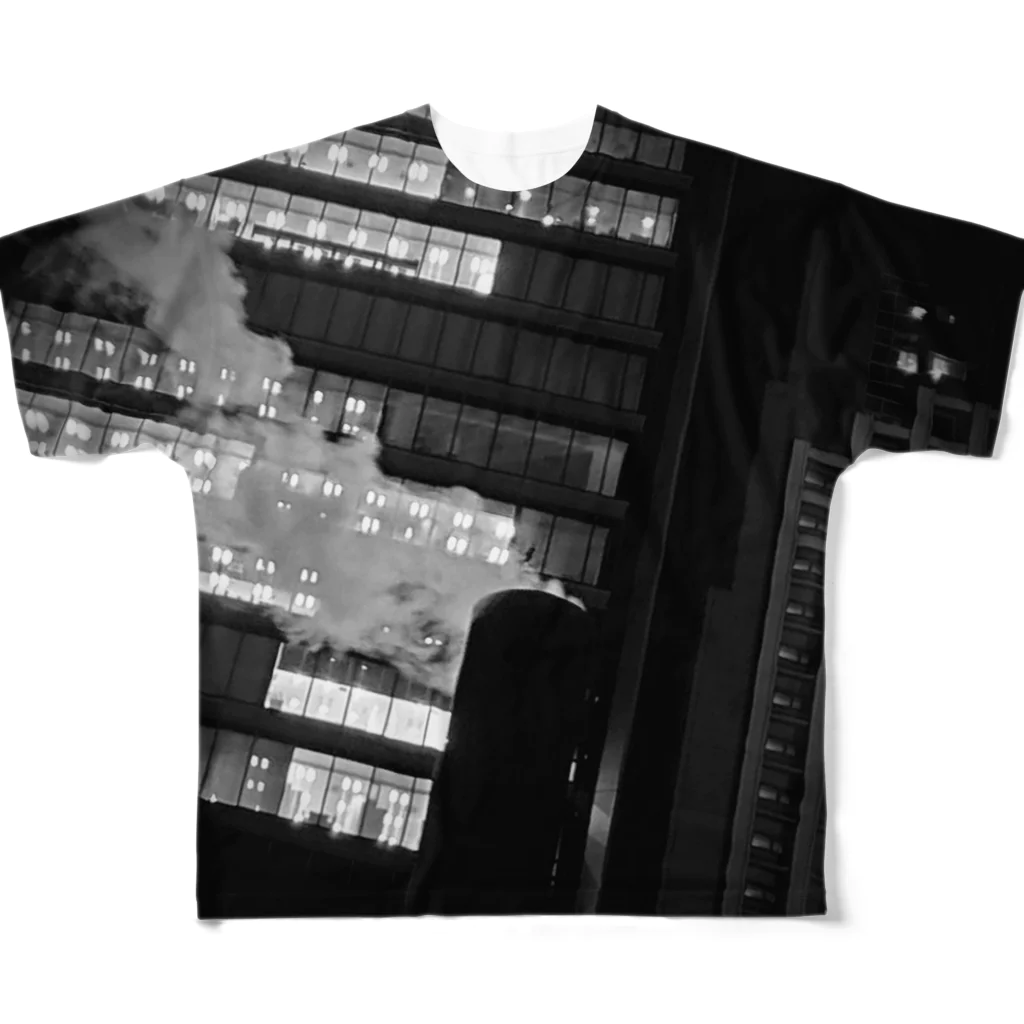 #gvai_nの#Alley wearll chimney(monochrome) フルグラフィックTシャツ