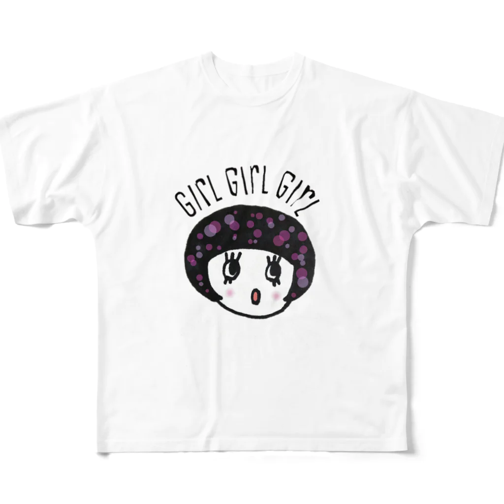 Yume zukin のgirl girl girl フルグラフィックTシャツ