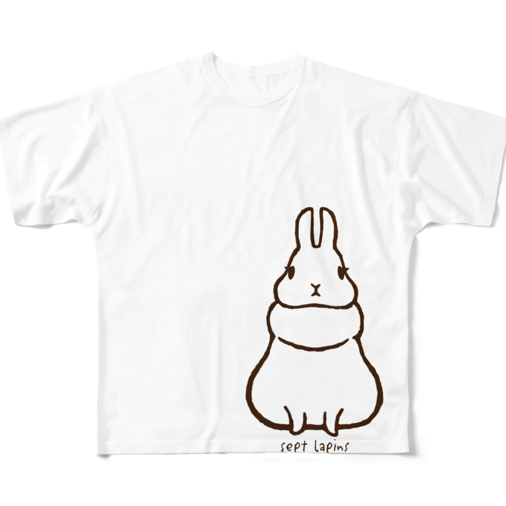 sept lapinsのおすましウサちゃん フルグラフィックTシャツ