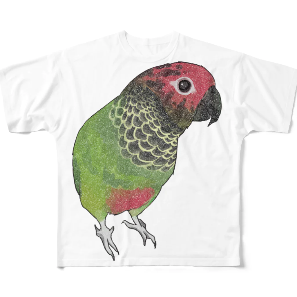 まめるりはことりの可愛いバライロビタイウロコインコちゃん【まめるりはことり】 フルグラフィックTシャツ