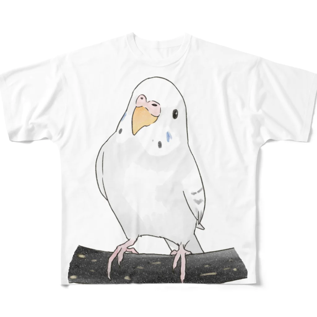 まめるりはことりのまったりセキセイインコちゃん【まめるりはことり】 フルグラフィックTシャツ