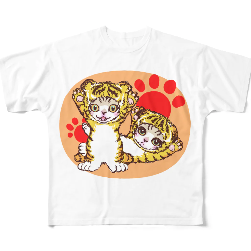 nya-mew（ニャーミュー）のとらニャーちゃん フルグラフィックTシャツ