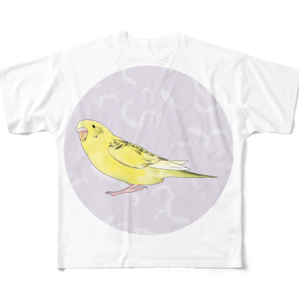 まめるりはことりのお空を見つめるセキセイインコちゃん【まめるりはことり】 All-Over Print T-Shirt