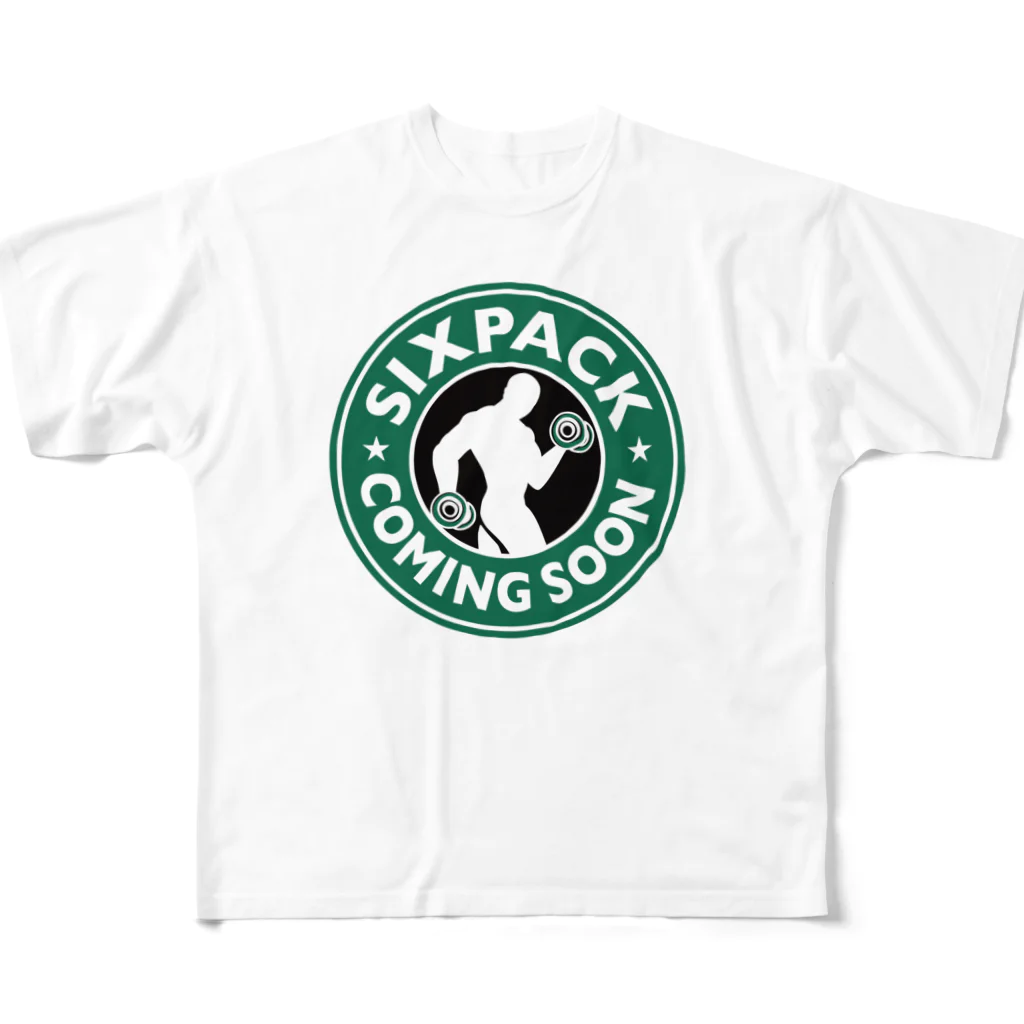 グラフィンのSIXPACK COMING SOON シックスパックはもうすぐ All-Over Print T-Shirt