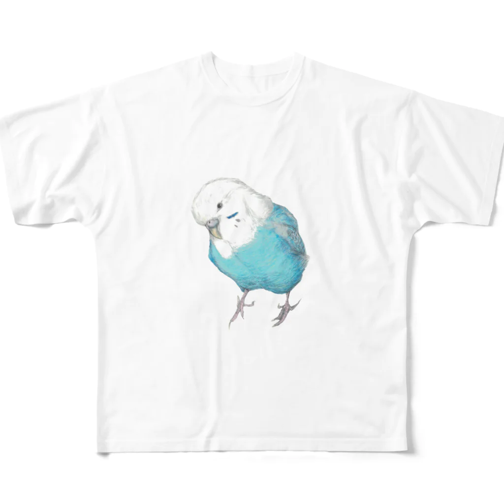 森図鑑の[森図鑑]セキセイインコ オパーリン フルグラフィックTシャツ