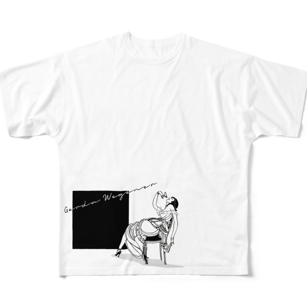 Cordelia　SUZURI分室のGERDA "Black square" All-Over Print T-Shirt