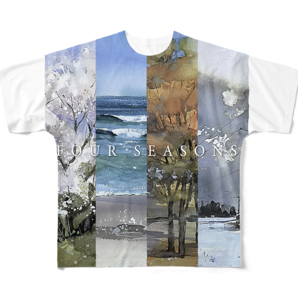 源内コンセプションの【水彩】FOUR SEASONS All-Over Print T-Shirt