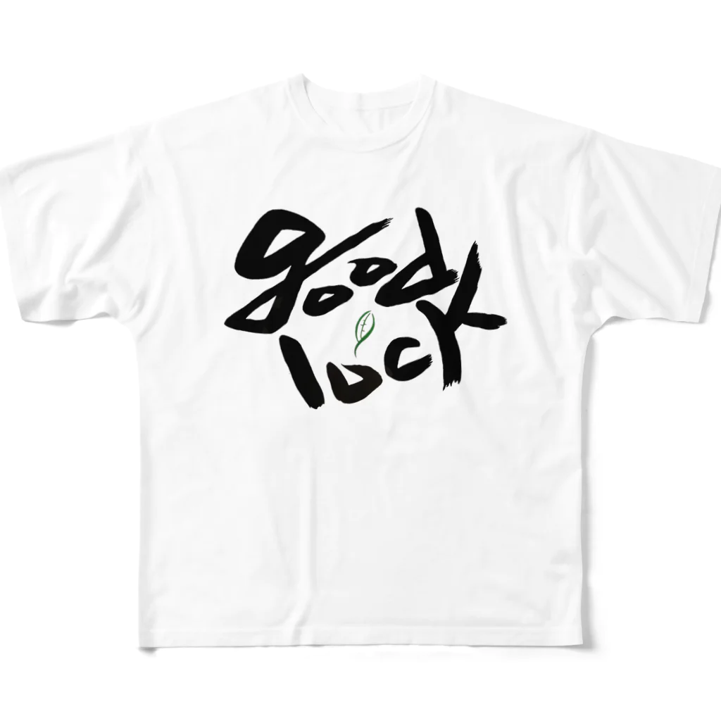 GreenSpecialの筆文字　幸運　グッドラック All-Over Print T-Shirt