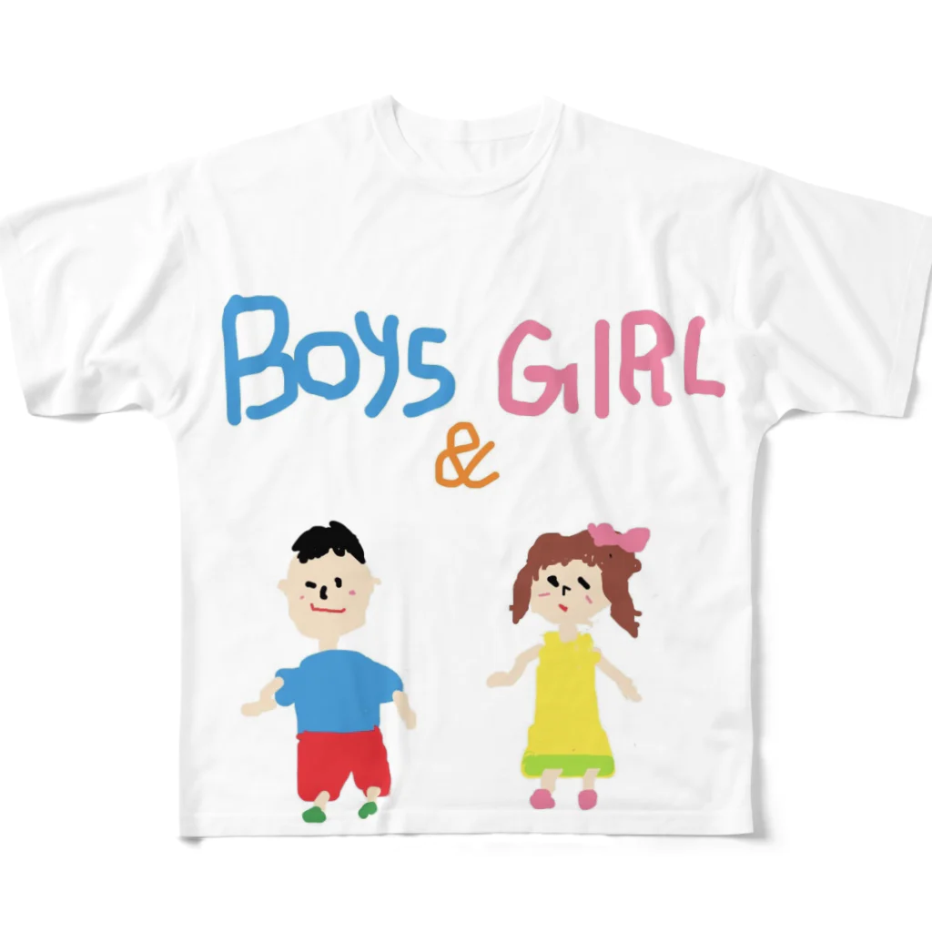 絵が下手な人。のBoys & Girls All-Over Print T-Shirt