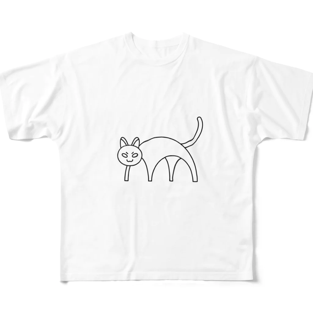 アポロの不思議なイラストのイカク「ネコ」 フルグラフィックTシャツ