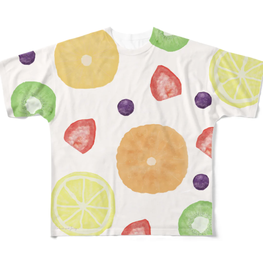 Peach and Jerryのfruit cake フルグラフィックTシャツ