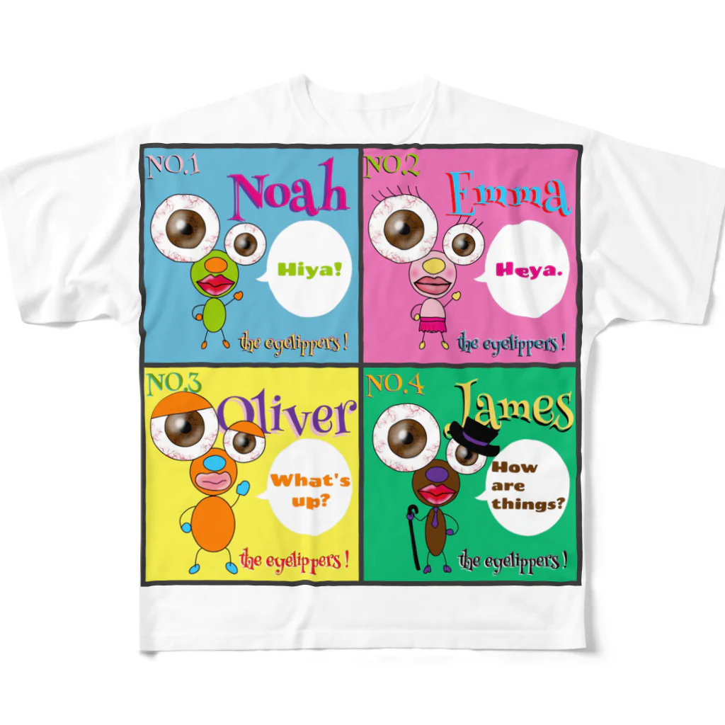 ROVAのThe eyelippers ! NO1~4 All-Over Print T-Shirt