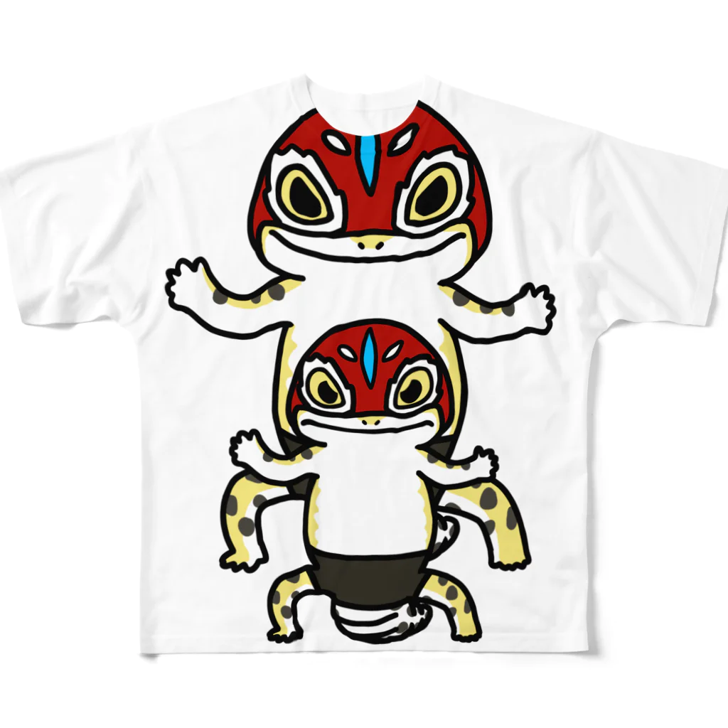 MASKEDとかげのMASKEDゲッコー威嚇のすがた フルグラフィックTシャツ