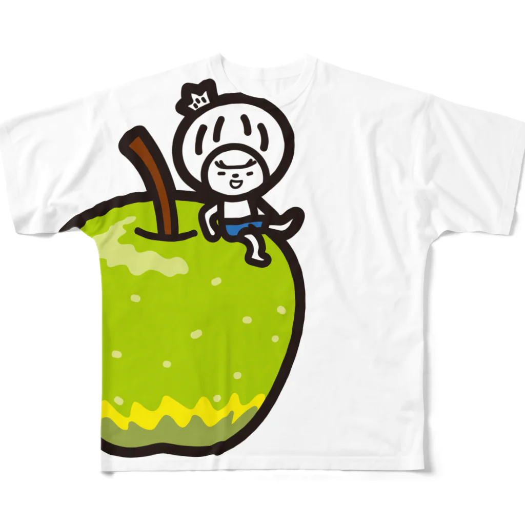 きくのらくがきの青リンゴ　きく All-Over Print T-Shirt