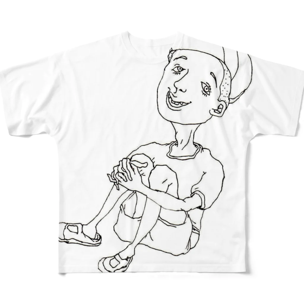inyangの体躯座りboy All-Over Print T-Shirt