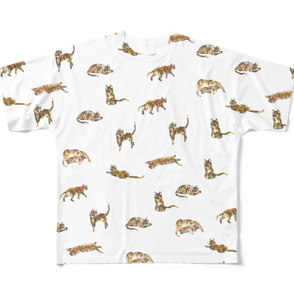 ✧˖°◝˖✧まんまるピヨ吉˖✧◝˖✧。のサビ猫だらけ All-Over Print T-Shirt