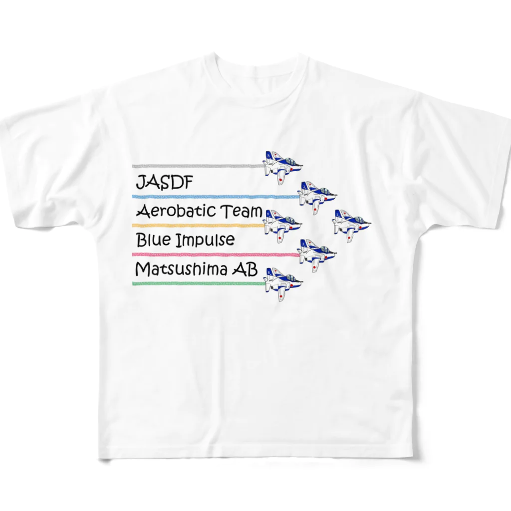 なお＾＾＠陸曹クンと仲間たちのブルーインパルス カラースモークデザイン All-Over Print T-Shirt