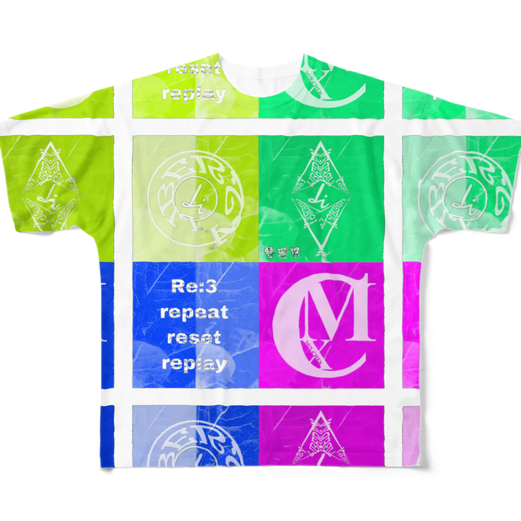 Re:3(リースリー)repeat_reset_replayのカラフルブーゲンビリア All-Over Print T-Shirt