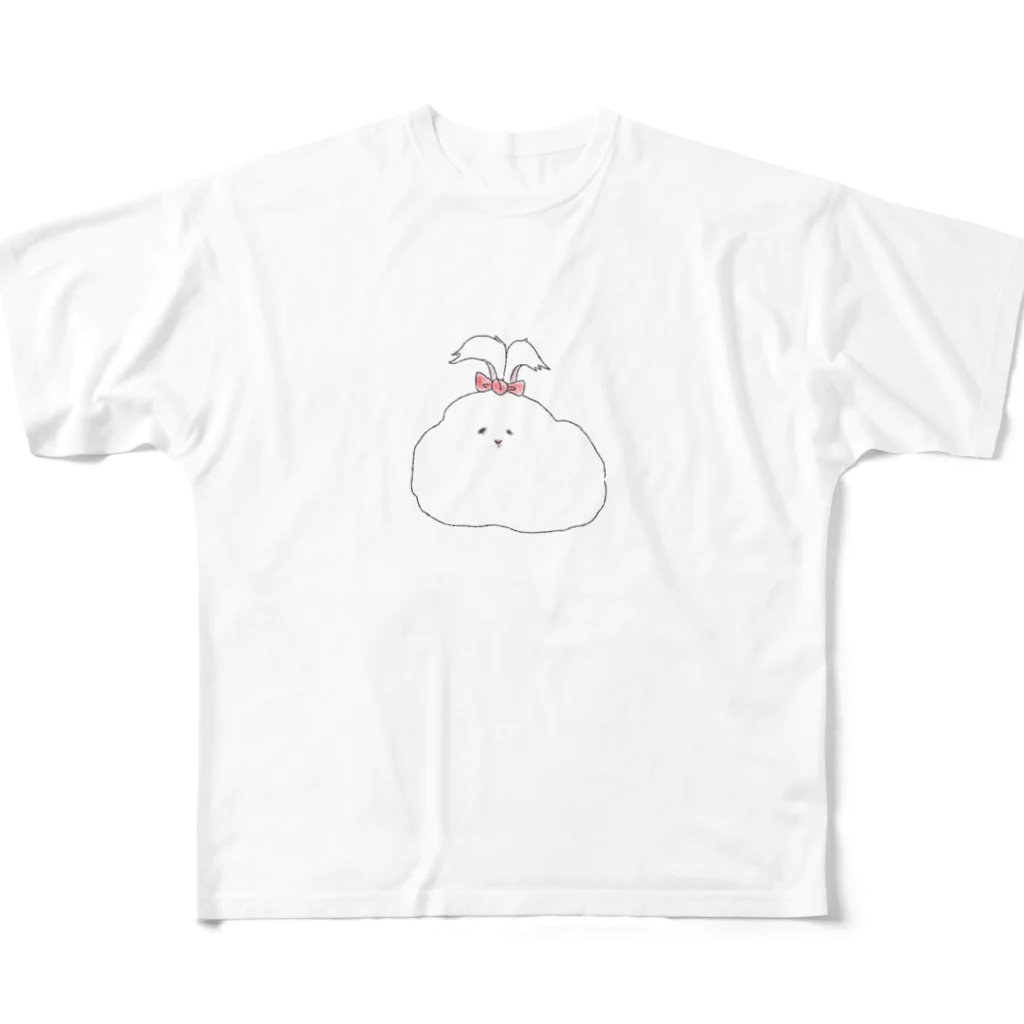 きなこもちのもちもちわんだーらんどのもちあんごら フルグラフィックTシャツ