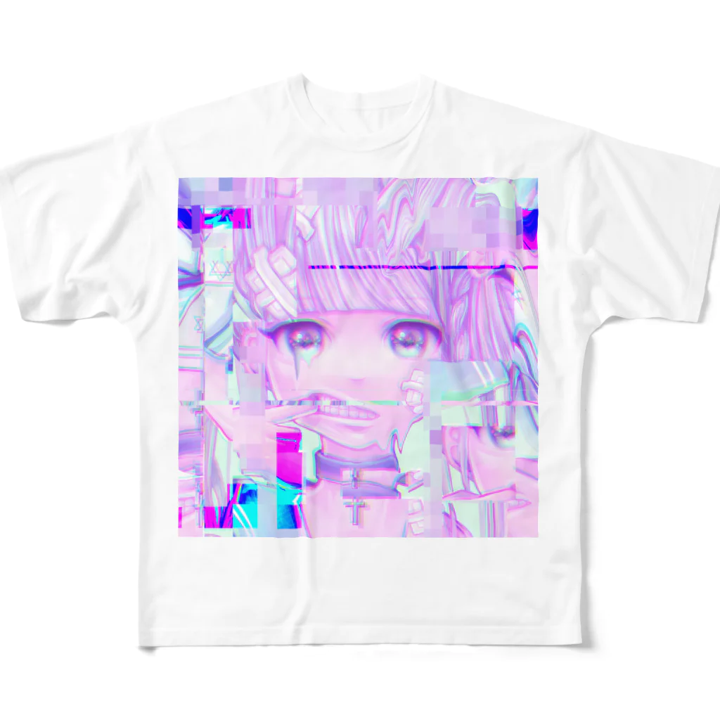 IENITY　/　MOON SIDEの【IENITY】くそくらえ #Glitch  All-Over Print T-Shirt