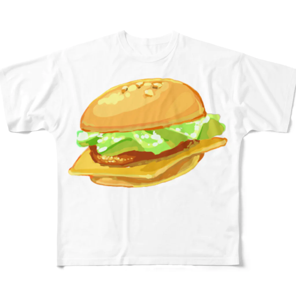 らくがきのうろおぼえらくがきバーガー フルグラフィックTシャツ