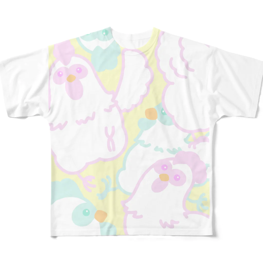 あいてむレインボーのニワトリさん（いっぱい） All-Over Print T-Shirt