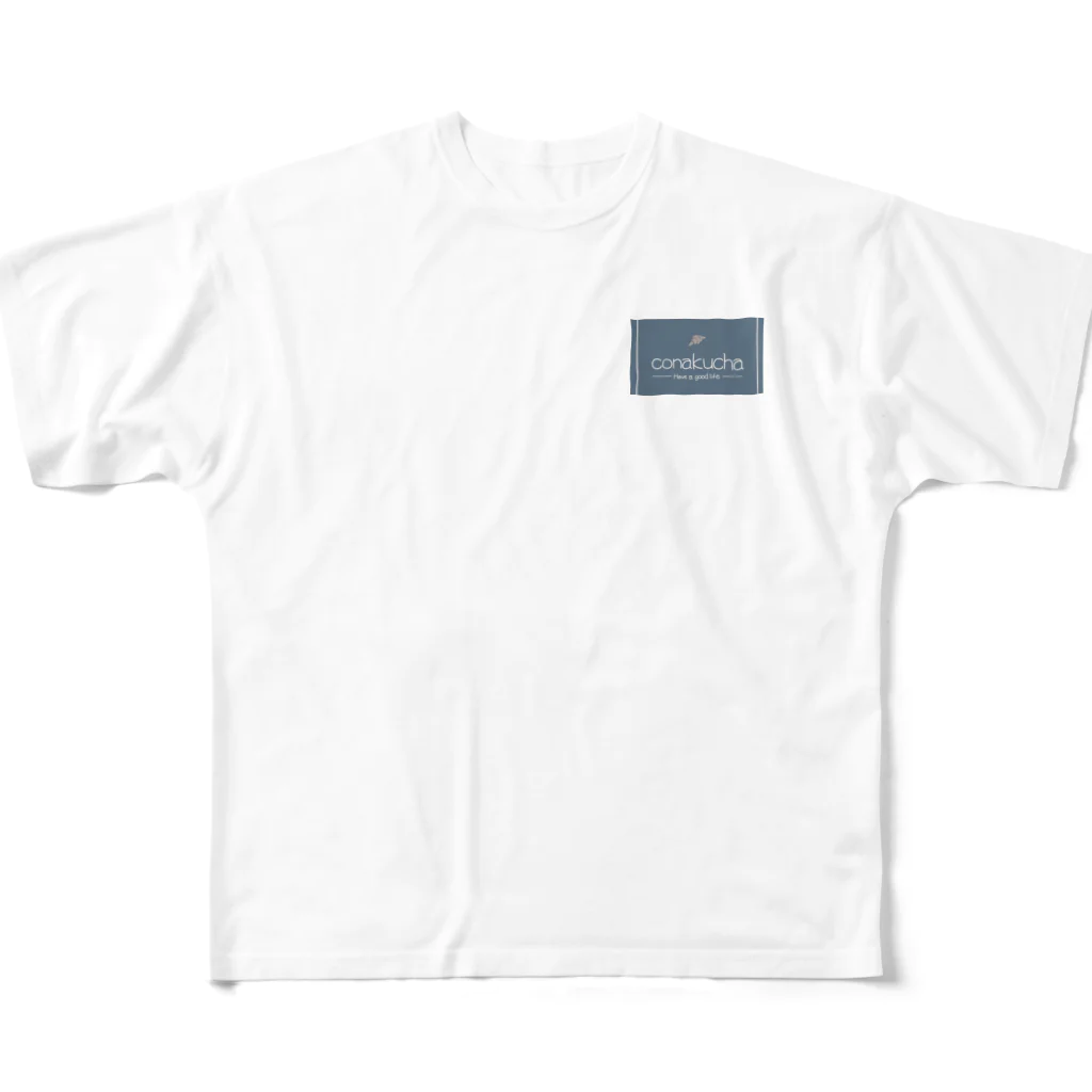 デッキ〜♪♯のconakucha(コナクチャ)ブルーグレーカラー フルグラフィックTシャツ