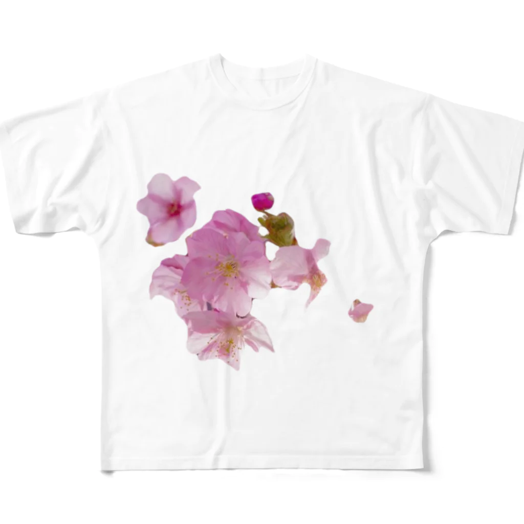 Broken Angelの桜の花とピンクの麻 フルグラフィックTシャツ