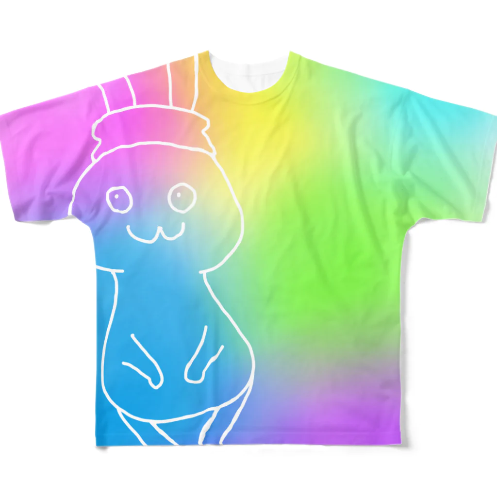 グラデーション⭐︎アニマルのグラデーションうさぎのまるちゃん All-Over Print T-Shirt