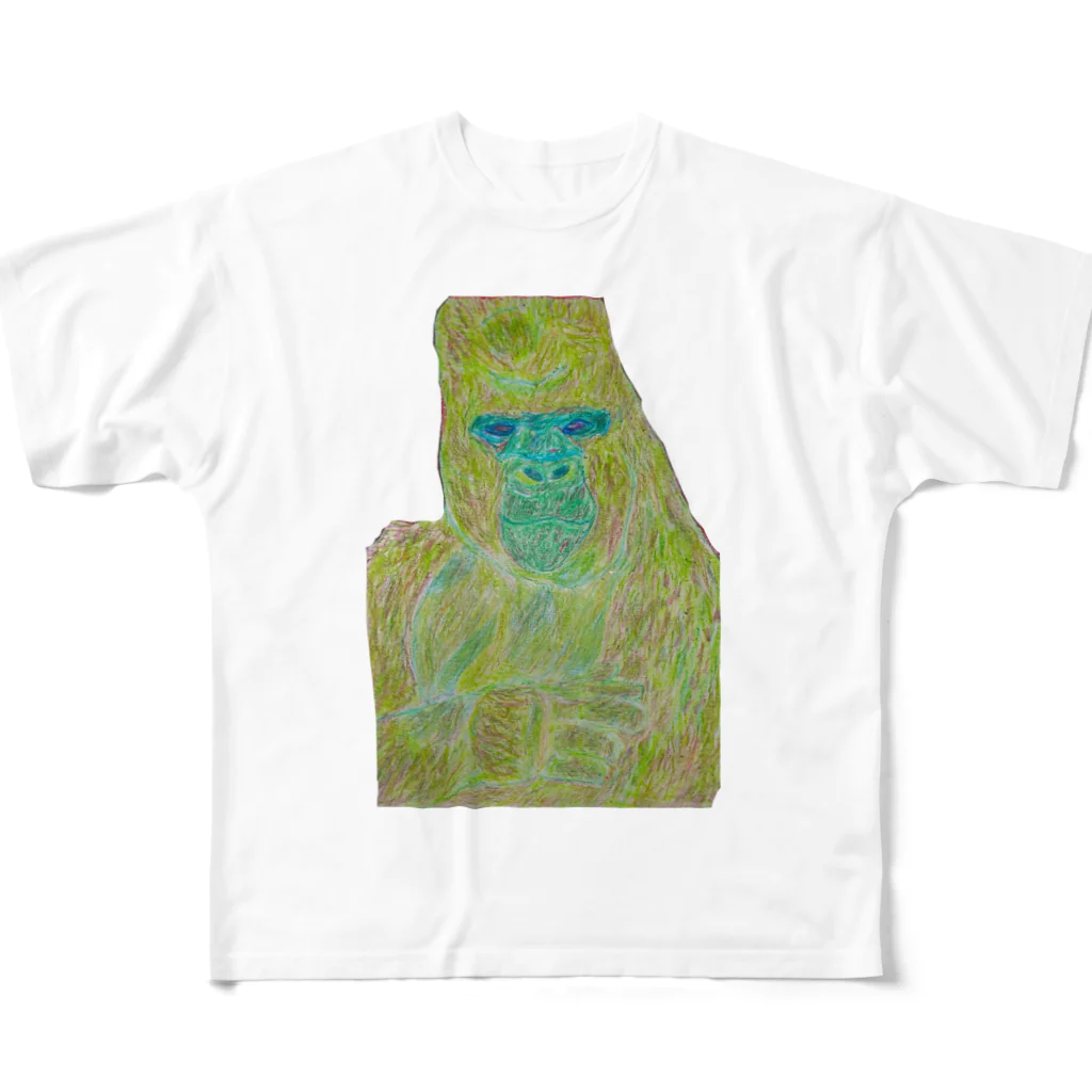 mogmog モグモグのカラフル　ゴリラ フルグラフィックTシャツ