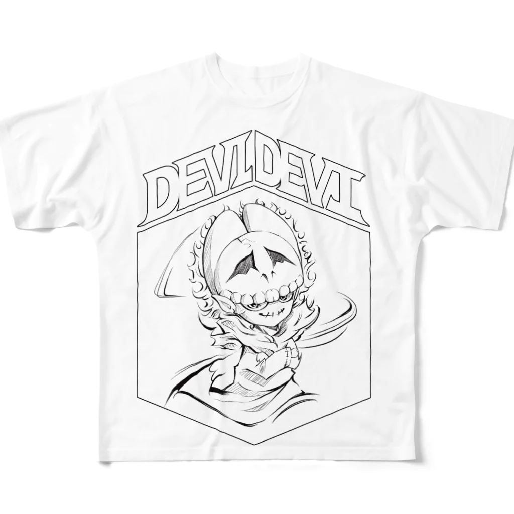 バッくん💣のDEVIDEVI-小さな悪魔- フルグラフィックTシャツ