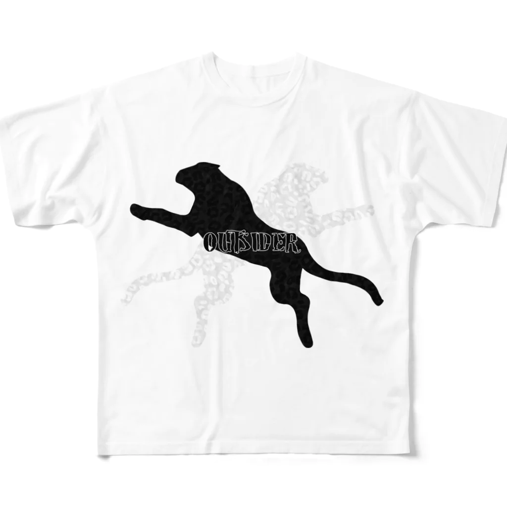 Ａ’ｚｗｏｒｋＳのクロヒョウ＆シロヒョウ～OUTSIDER～ フルグラフィックTシャツ