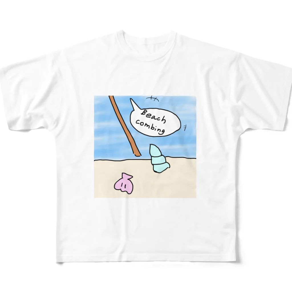 Opapanのビーチコーミング フルグラフィックTシャツ