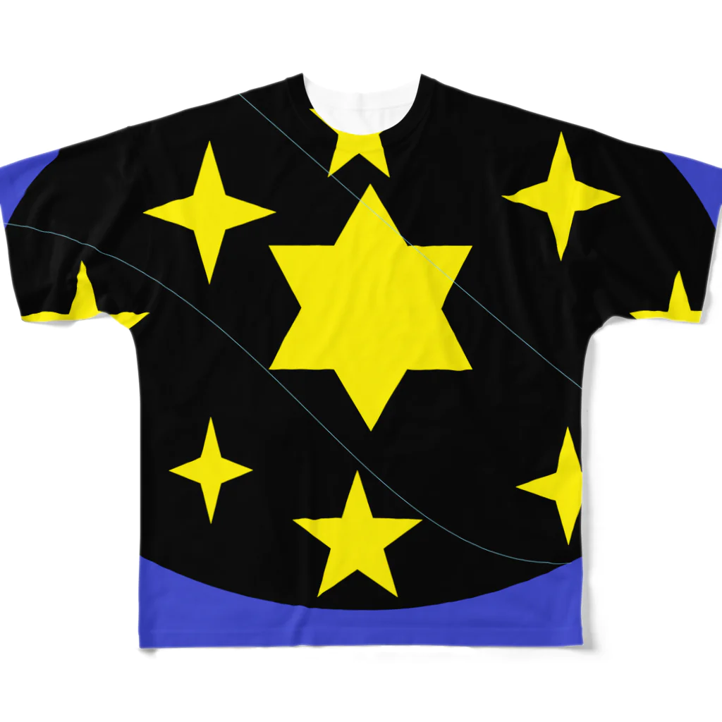 みょん-みょんの星々の宇宙図ｋ フルグラフィックTシャツ