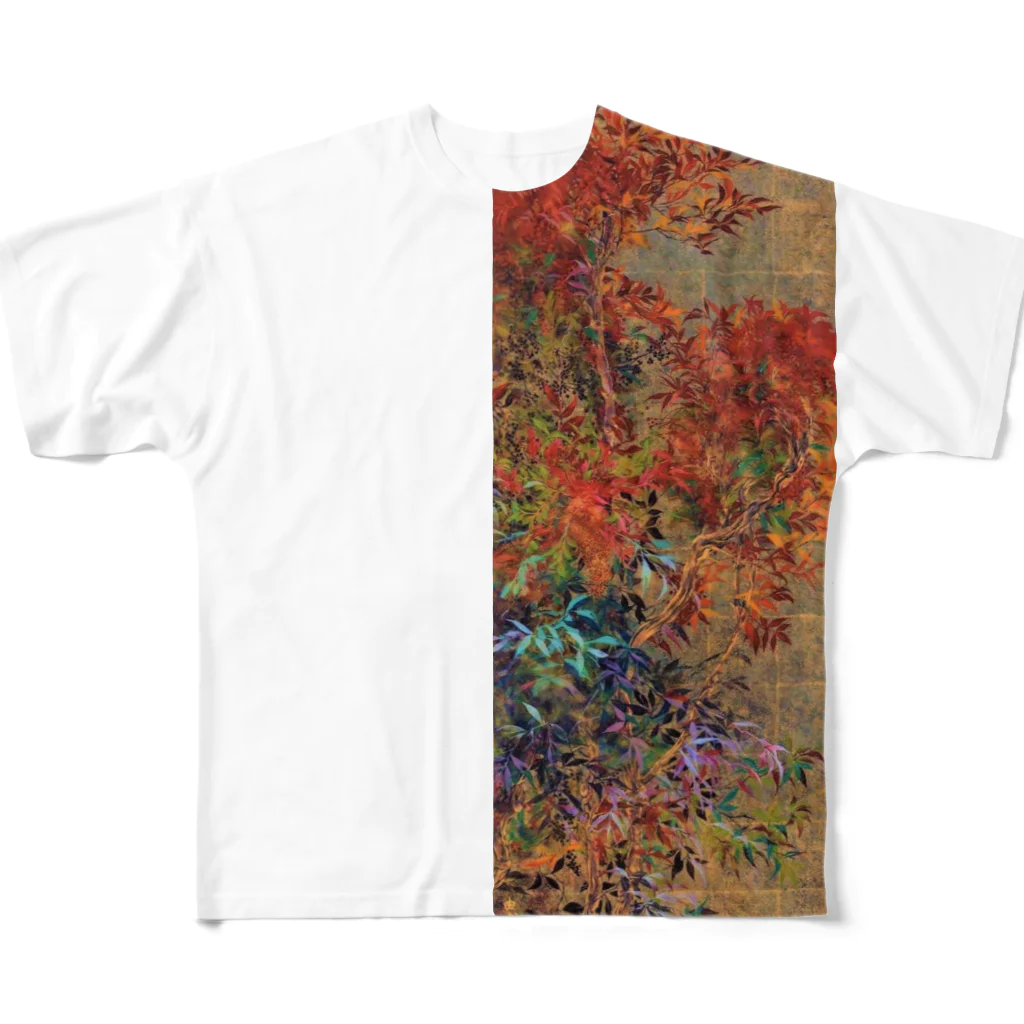 日本画家 加藤 由利子の南天燭 フルグラフィックTシャツ