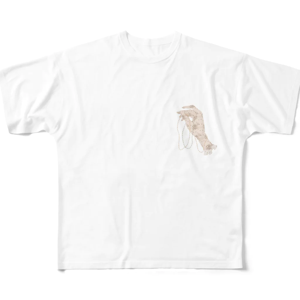 hyu-ge（イラスト）のグローブ　brown All-Over Print T-Shirt