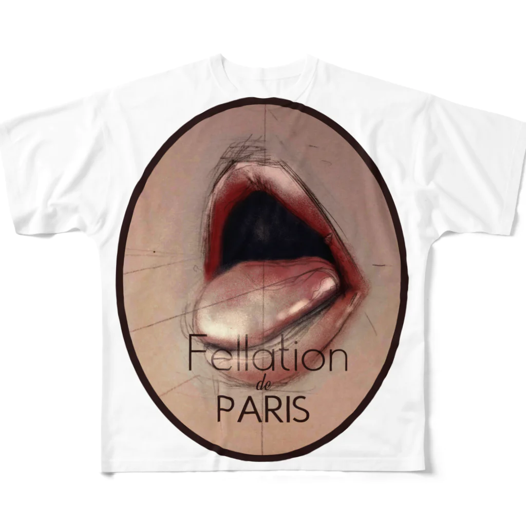 Monsieur DのFellation de Paris (Brown version) フルグラフィックTシャツ