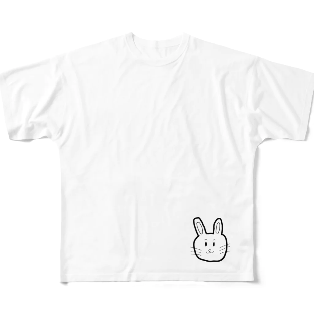 まき画伯のアトリエのゆるウサギ All-Over Print T-Shirt