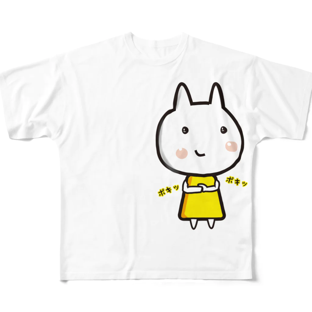 Drecome_Designの【悪巧み】うさねこ【腹黒】 フルグラフィックTシャツ