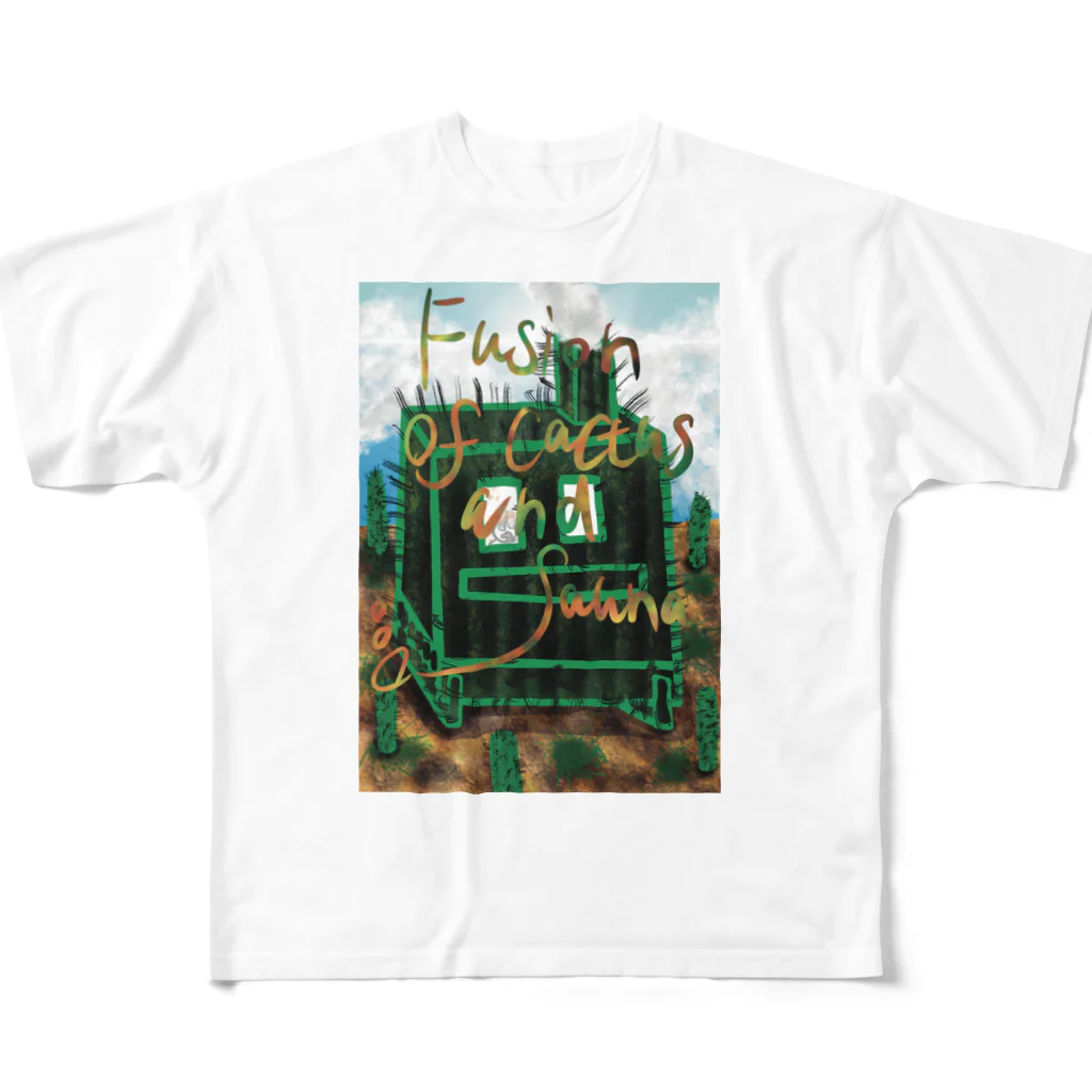 AkironBoy's_Shopのサボテンとサウナの融合 (Fusion of cactns and Sauna) フルグラフィックTシャツ