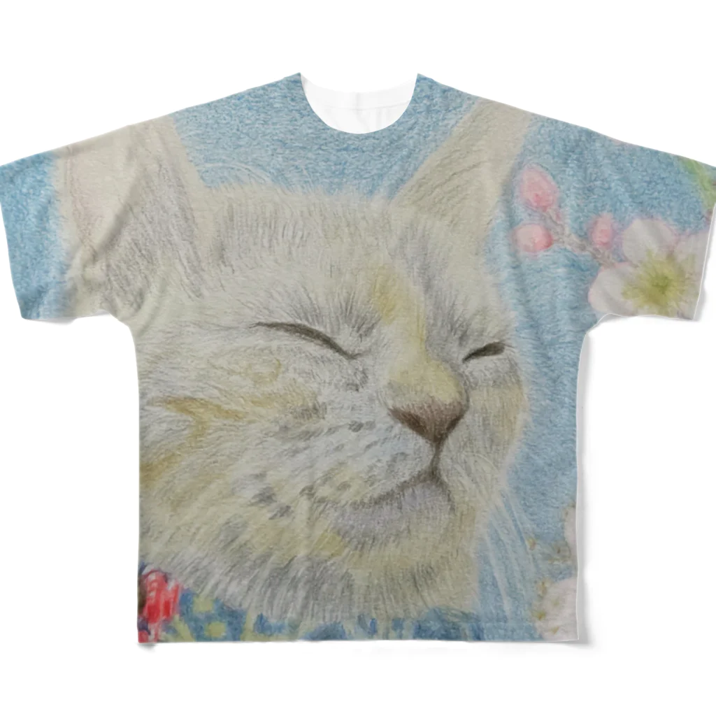 理絵のねこ ぬくぬく All-Over Print T-Shirt