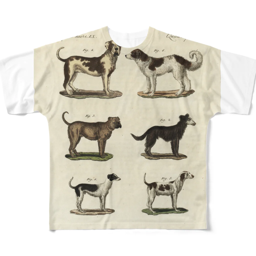 J. Jeffery Print Galleryの1802年ドイツの犬たち All-Over Print T-Shirt