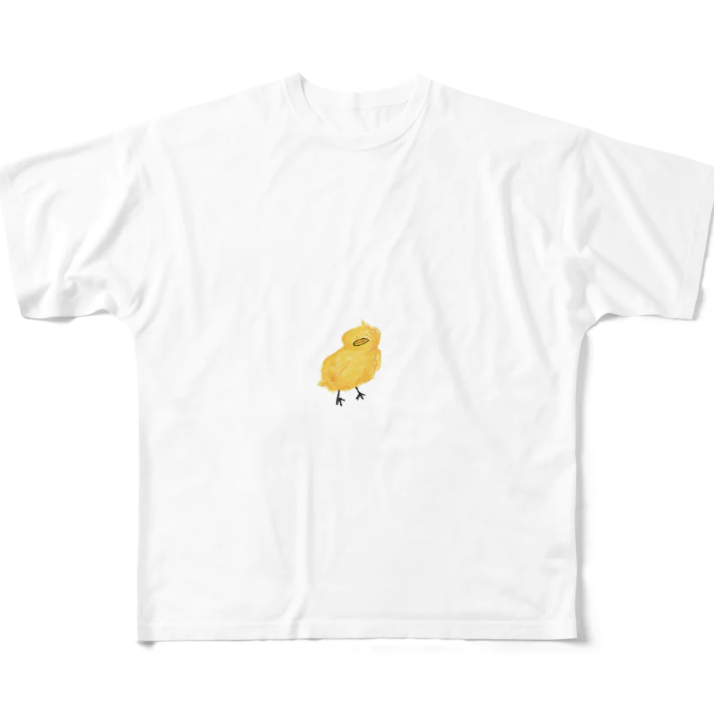 つるやのみやげのほさほさ　ひよこくん フルグラフィックTシャツ