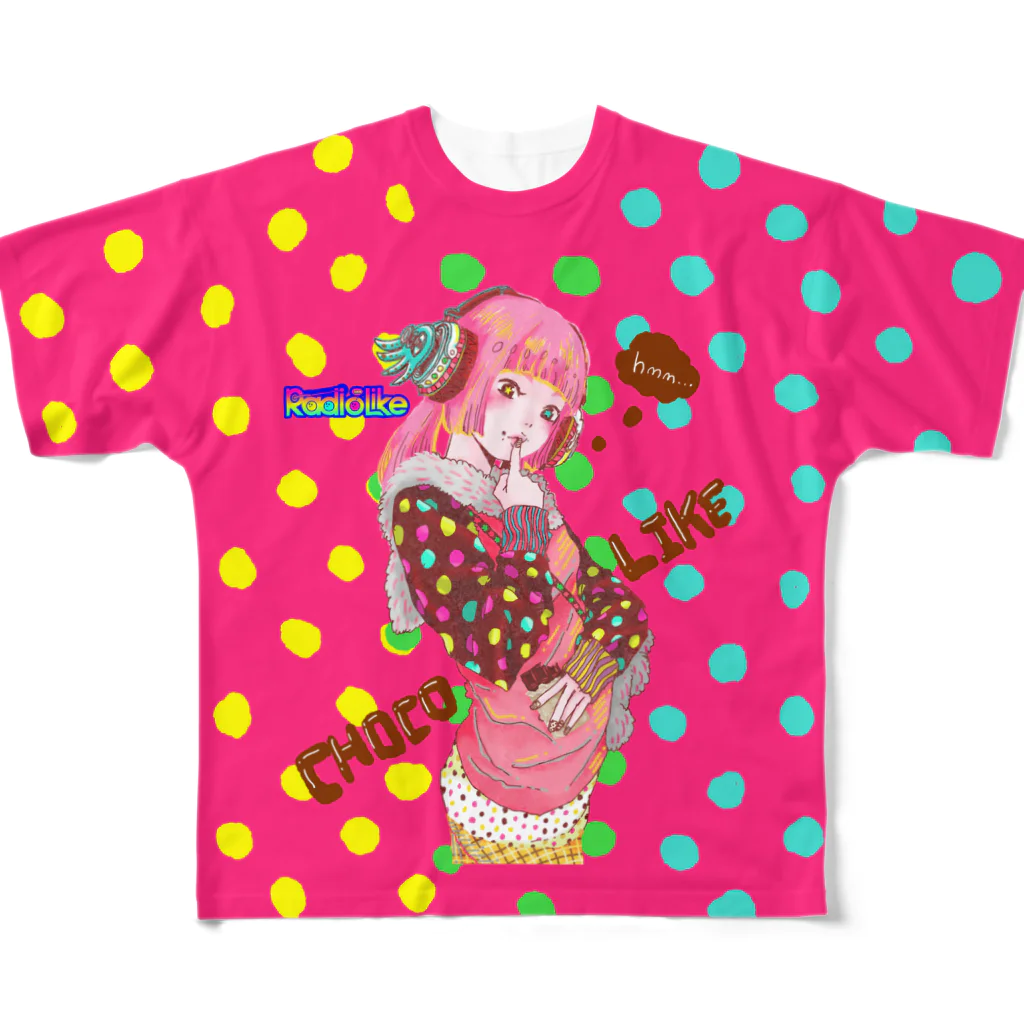 Radio Like hmm...のChoco Like Girl フルグラフィックTシャツ