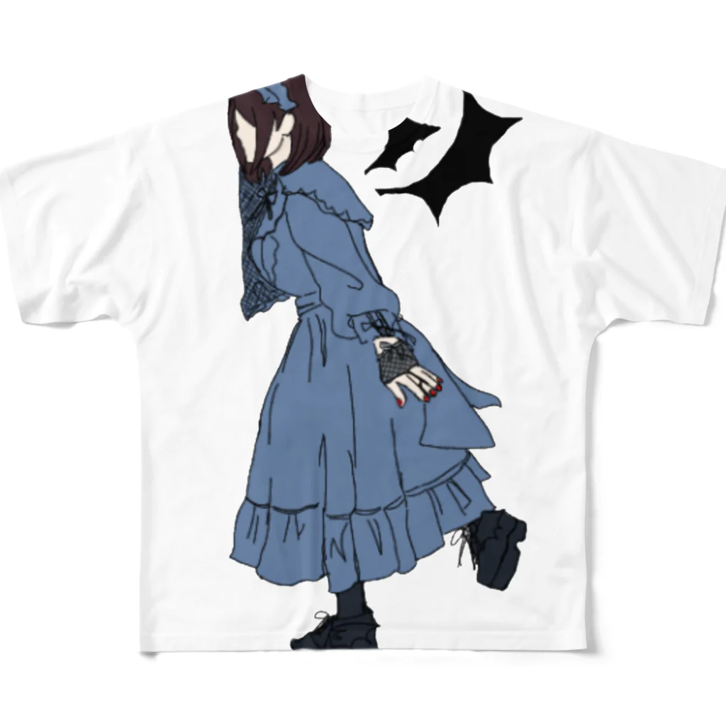 🤍一ノ瀬 彩 🐇⸒⸒ suzuri支店🤍のゴスロリ女子/無地【一ノ瀬彩】 All-Over Print T-Shirt