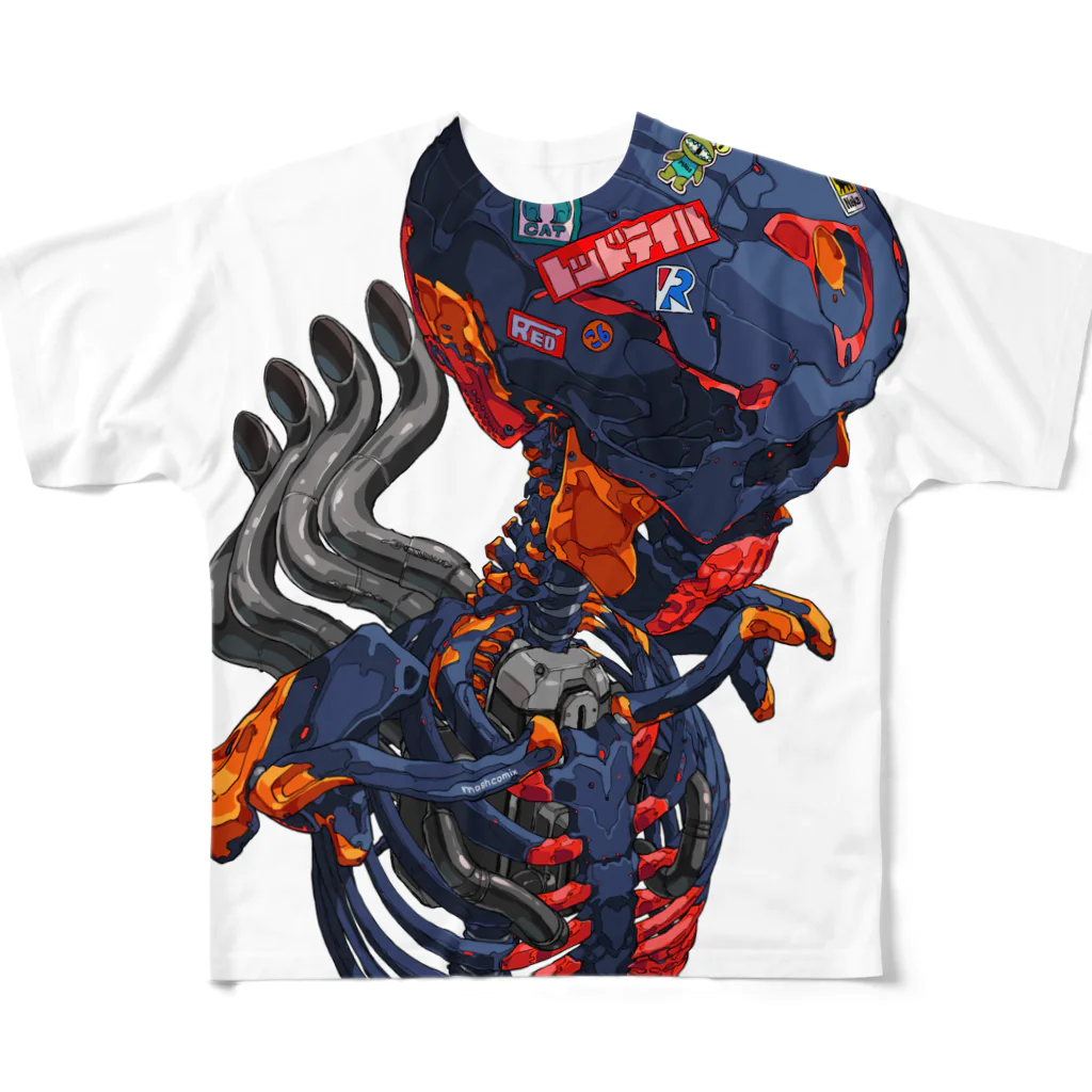 REDTAILのEnhanced skeleton + Moto engine All-Over Print T-Shirt