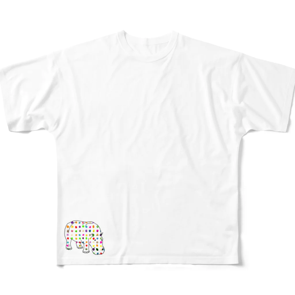 one minute shopのカラフルなカバ フルグラフィックTシャツ