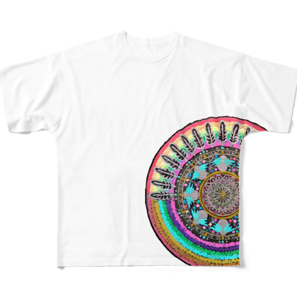 宇宙曼荼羅shop らいとラインのまんまるRainbow(背景なし) フルグラフィックTシャツ